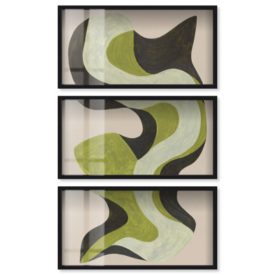 Fluid Totem II Shadowbox Print Modern Boho Wall Art Set by Art Remedy, Black Frame, 44 x 22