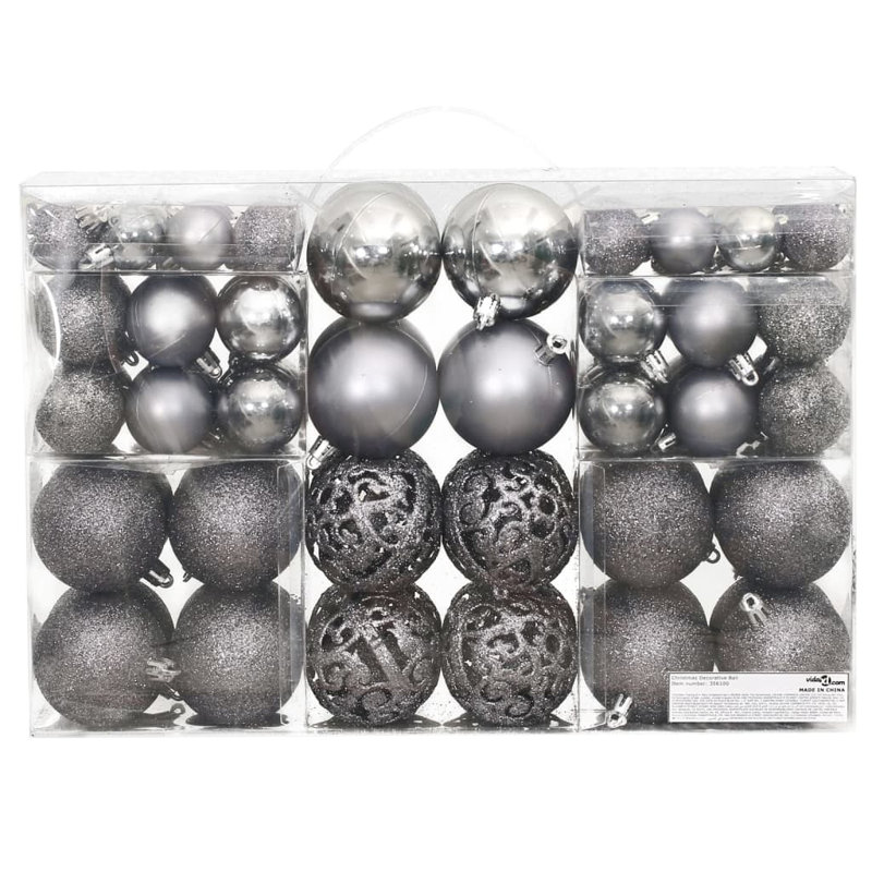 6cm Solid Colour Bauble, Grey