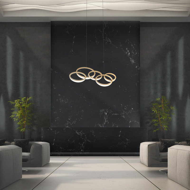 Aged Brass and Alabaster LED Pendant Light