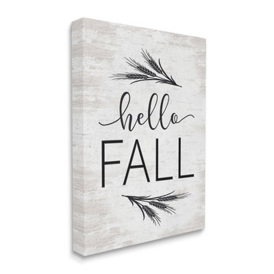 " Hello Fall Rustic Calligraphy Wheat Sprigs Botanical Border " by Lettered And Lined