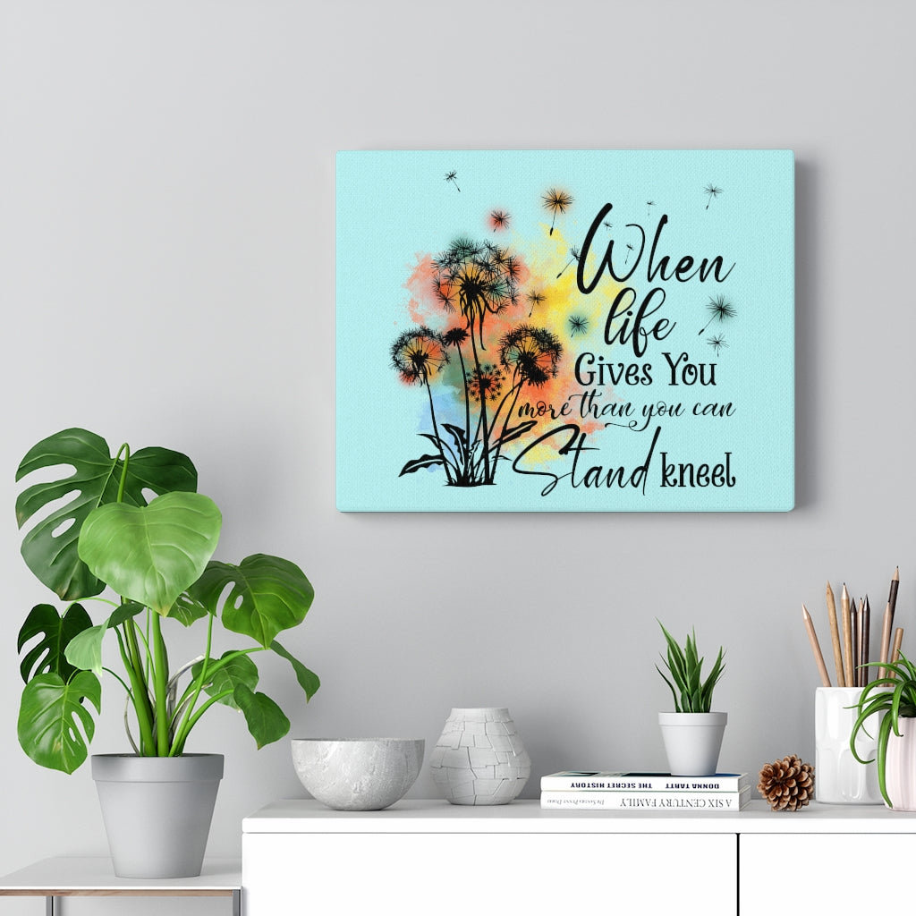 Gives You More Light Blue Flowers - Wrapped Canvas Typography