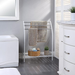 Freestanding 3 Hanging Bar Towel Rack With Bottom Shelf