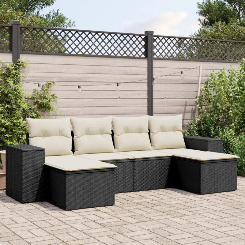 Ensemble de canapé de jardin en polyester thermolaqué en rotin PE Vidaxl