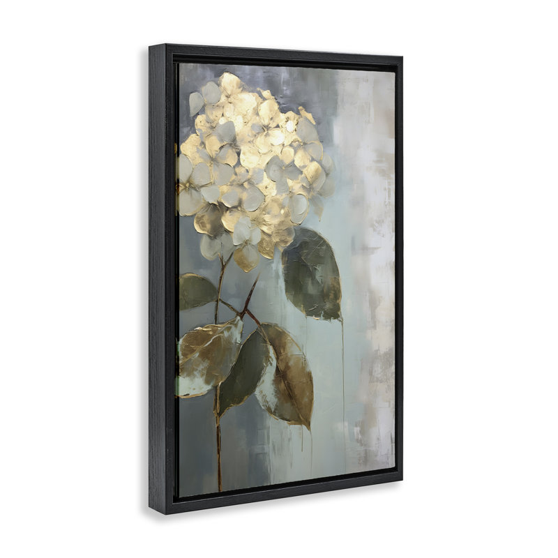 Toile flottante encadrée «Hydrangea Bloom» par Petals Prints Design, Cadre flottant noir de jais, H 31 po x l 21 po