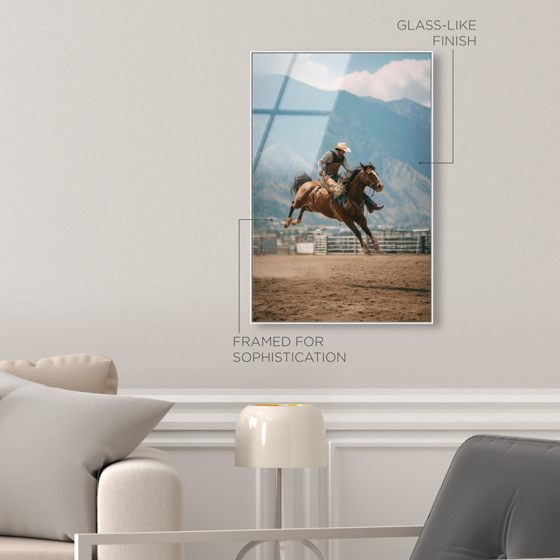 Bronc Rider Print by Oliver Gal, 16" H x 11" W, White Floater Frame