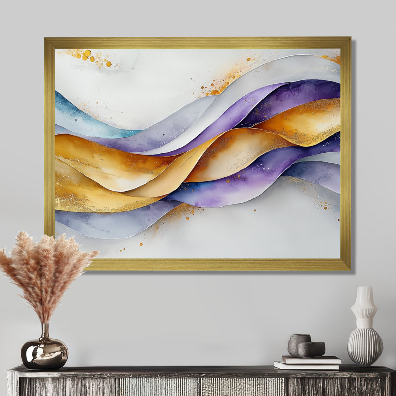 Amaral - Abstract Wall Art, Cadre simple, H 12 po x l 20 po, Doré