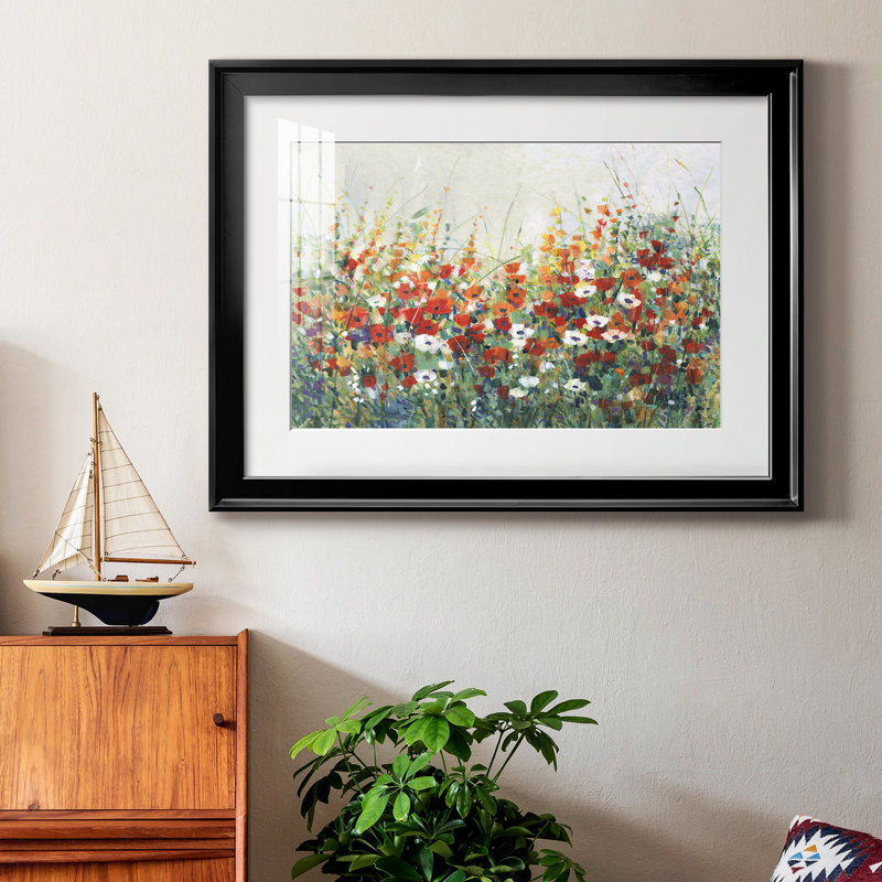 Toile encadrée de qualité supérieure Garden In Bloom II - prête à être accrochée, Cadre noir, H 18,5 po x l 24,5 po x P 1 po