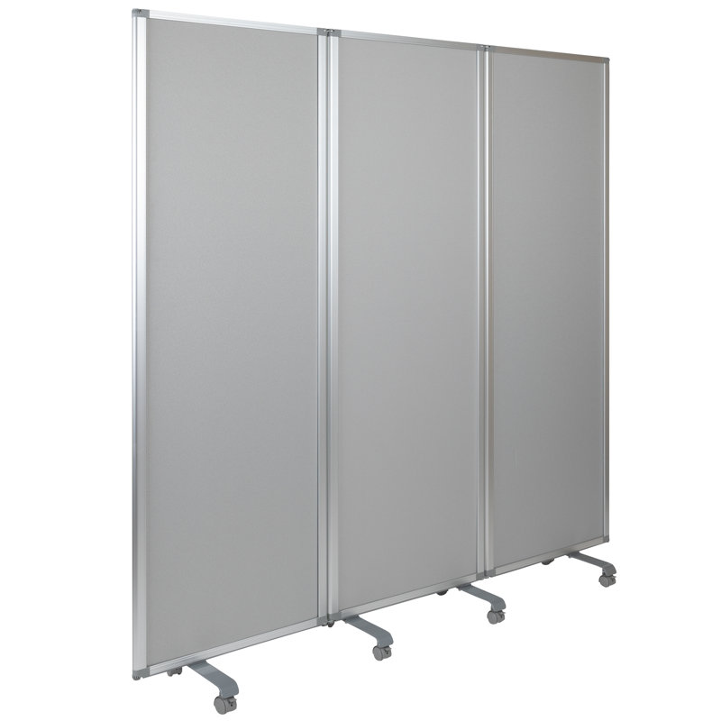 Cloison magnétique mobile à 3 sections Cadia, Blanc / Gris