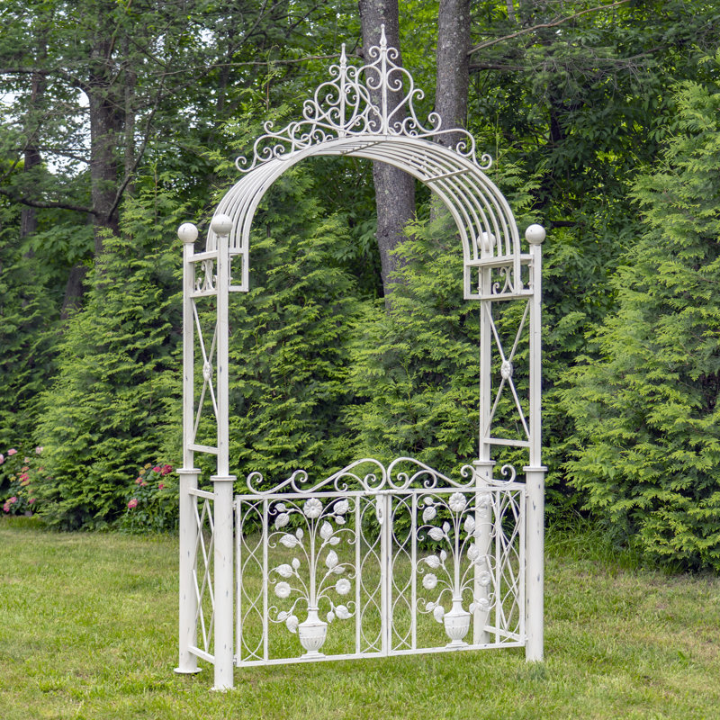 Barrière de jardin 10,5 pi avec ornements floraux «Copenhagen 1843», Blanc