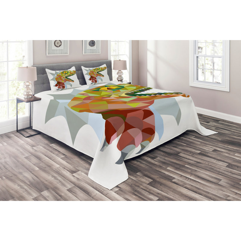Reptile Polyester Coverlet, King Bedspread + 2 Shams