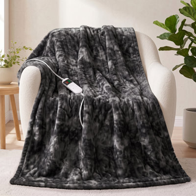 PFASDFW Heated Throw Blanket, Electric Throw Blanket with Faux Fur and Sherpa, 10 Heat Settings, 8-Hour Auto Shut-Off, Overheat Protection, Machine Washable