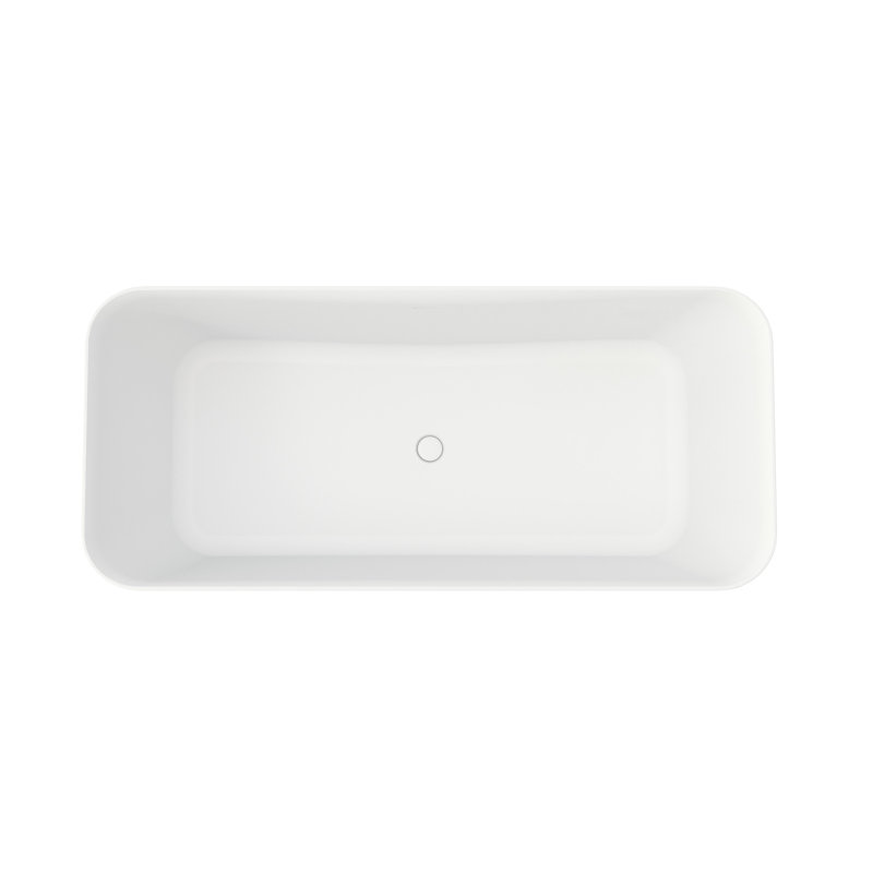 Solid Surface 67 Inch Deep Soak Freestanding Bathtub, Elegant Matte Finish, Timeless Design, Contour, Insulation To Keep Warm, Ultra- Composite, Seamless One, Skin-, Install, Spa Luxury, White With ,