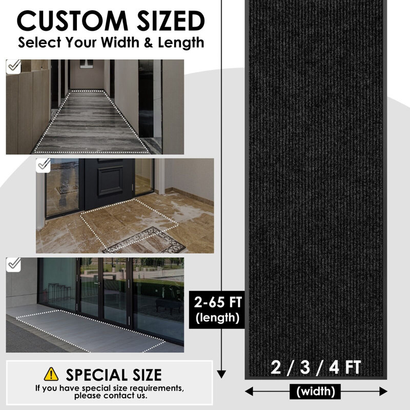 Tapis noir antidérapant Commercial, L 48 po x L 276 po