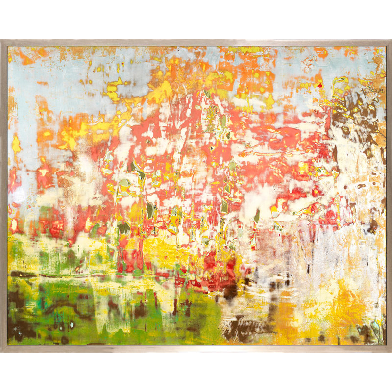 Field Of Begonias Painting, Silver Framed