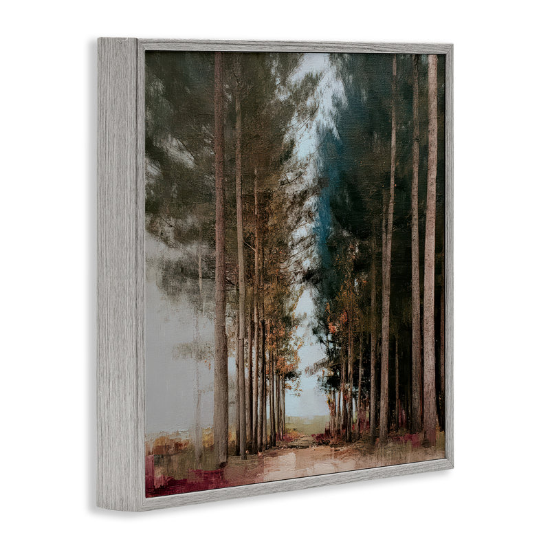 «Tall Trees Pathway», estampe numérique, conception de Kim Curationa, 24 x 24, Farmhouse Grey Giclee Framed