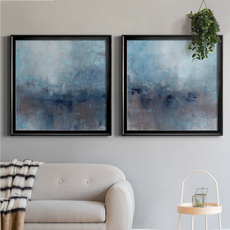 Kinetic Abstract I - Kinetic Abstract I - Ensemble de 2 reproductions d'art encadrées, Toile avec cadre noir, Pas de tapis