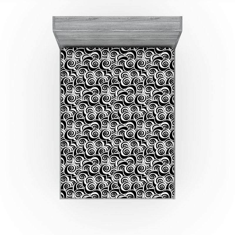 Ensemble de 2 draps-housses Ambesonne, Drap-housse de taille double, Noir / blanc, abstrait