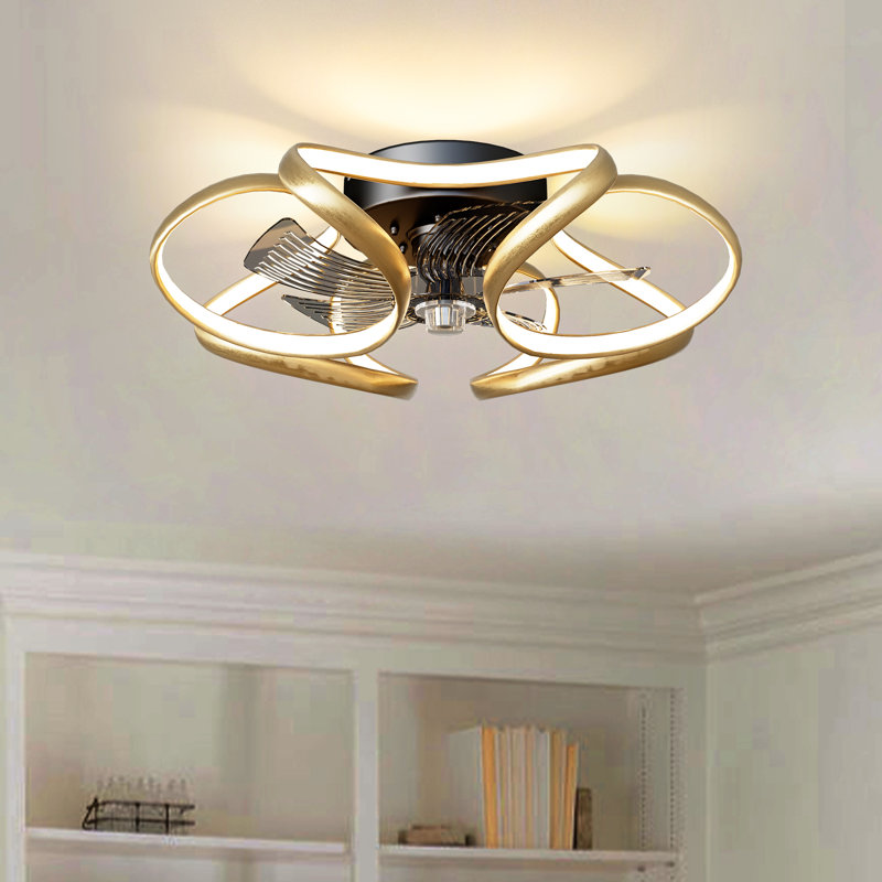 Ventilateurs de plafond d'intérieur de 20,5 po avec éclairage à intensité variable Dalayshia , Doré