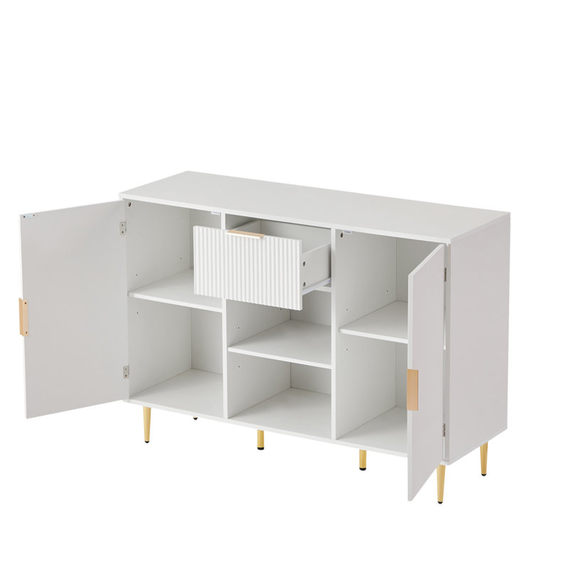 Armoire de rangement à motif de vagues à 2 portes avec tiroirs et buffets pour le salon