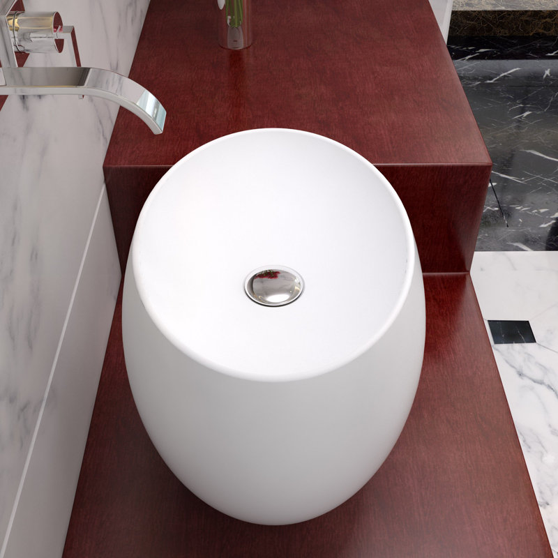 ADM Bathroom 14'' Resin Oval Bathroom Sink, Matte/White