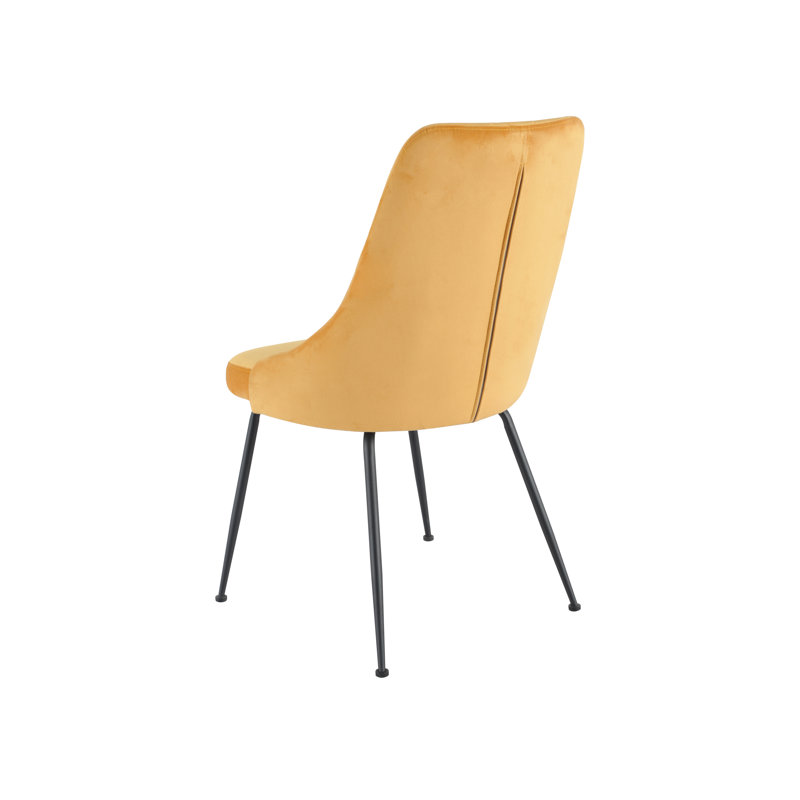 Chaise d'appoint, velours jaune avec pieds noirs, Jaune, Noir