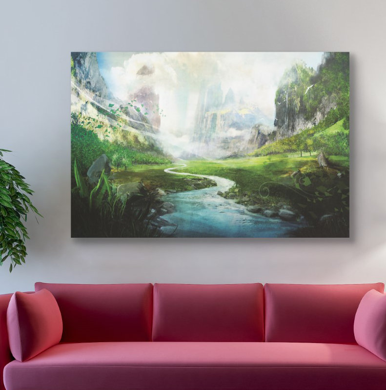 « pacifique de la rivière », impression sur toile, H 40 po x l 60 po x P 1,5 po
