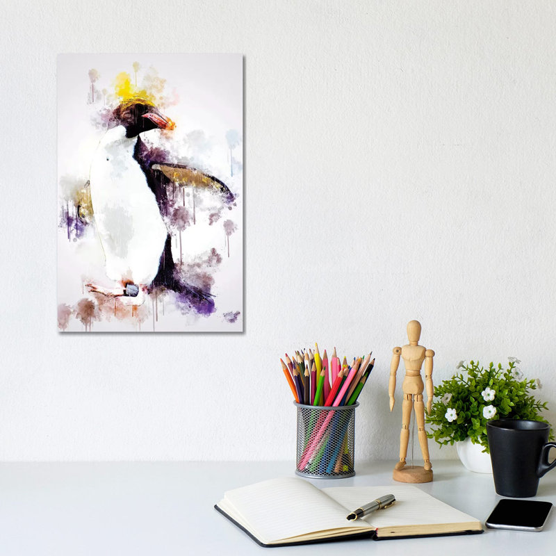 Macaroni Penguin 1 Piece Wrapped Canvas Painting, 30.48cm H x 20.32cm W x 1.905cm D