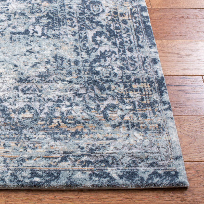 Martha Stewart Blue and Cream Hand-Knotted Wool Area Rug