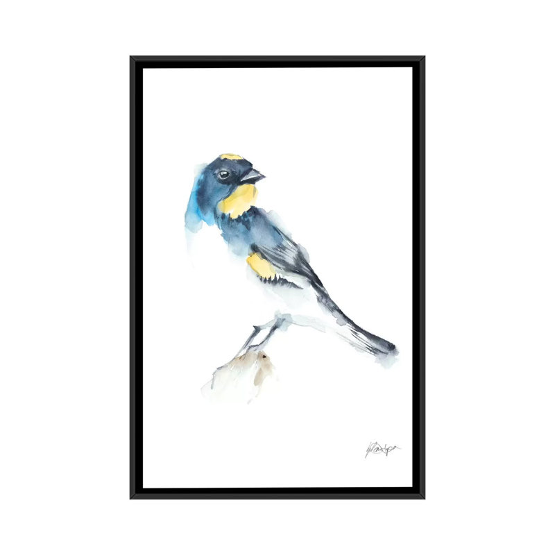«Watercolor Songbirds III» par Ethan Harper - reproduction d'art, H 26 po x l 18 po x 1,5 po, Toile avec cadre noir