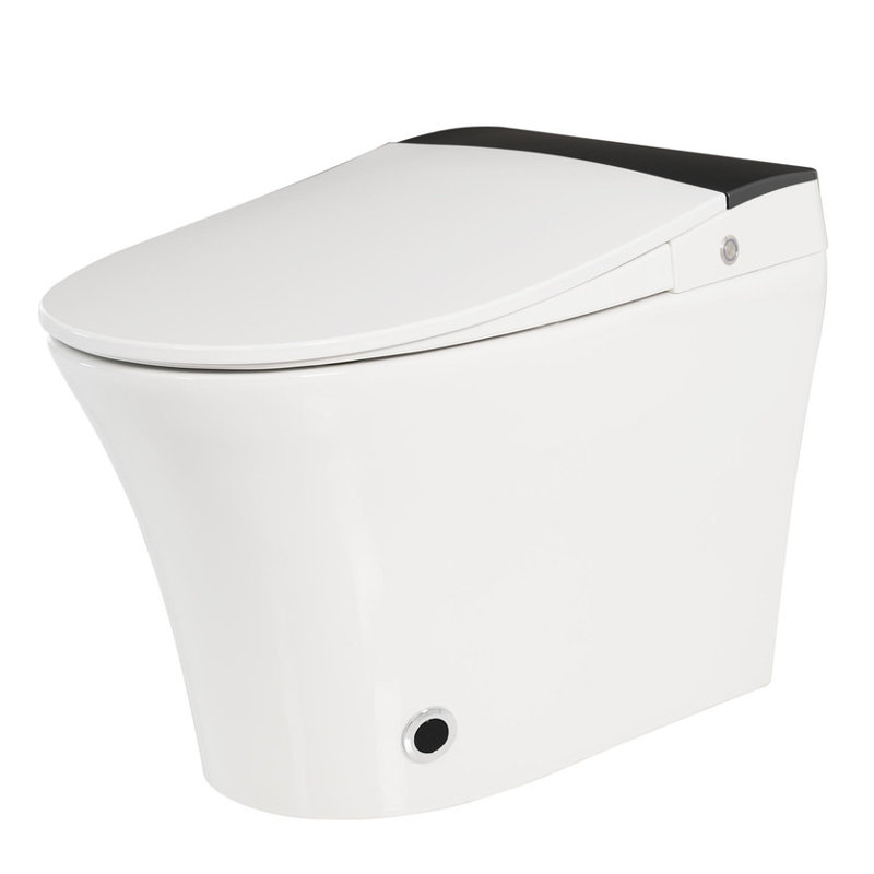 Advanced Smart Toilet | One-Piece Tankless Design, Adjustable Heated Seat, Auto Flush, Foot Sensor Activation, Blue Night Light, Knob Control, Power Outage Flush