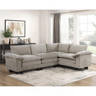 Modern Contemporary 4-Piece Modular Sectional Plush Comfort Chenille Upholstery Living Room Furniture Durable Plywood