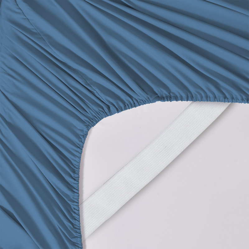 Draps de fond en microfibre brossée avec sangles en feuille intégrées, Drap-housse grand, Bleu