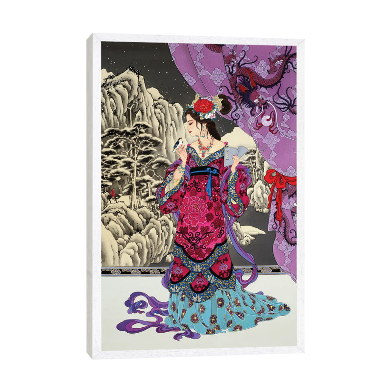 Black Jade - Painting on Canvas, 101.6 cm H x 66.04 cm W, White Framed