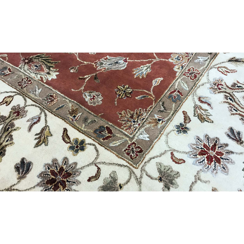 Tapis rouille et ivoire de haute qualité noué à la main