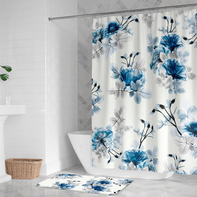  Rideau de douche Whispering Blue Botanicals