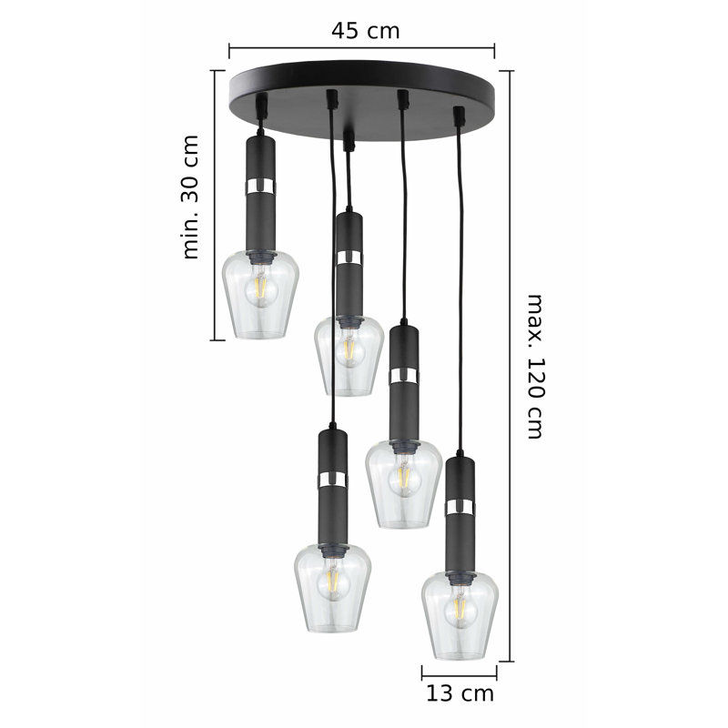 Kirti 5 - Light Cluster Pendant, Black/Silver