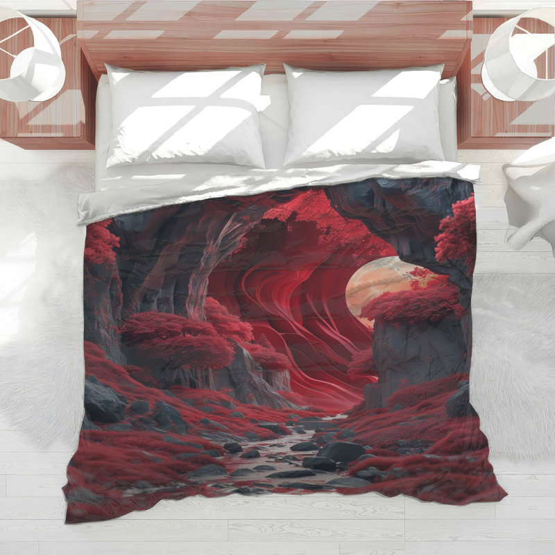 Red Moonlit Valley Comforter, Twin Extra Long