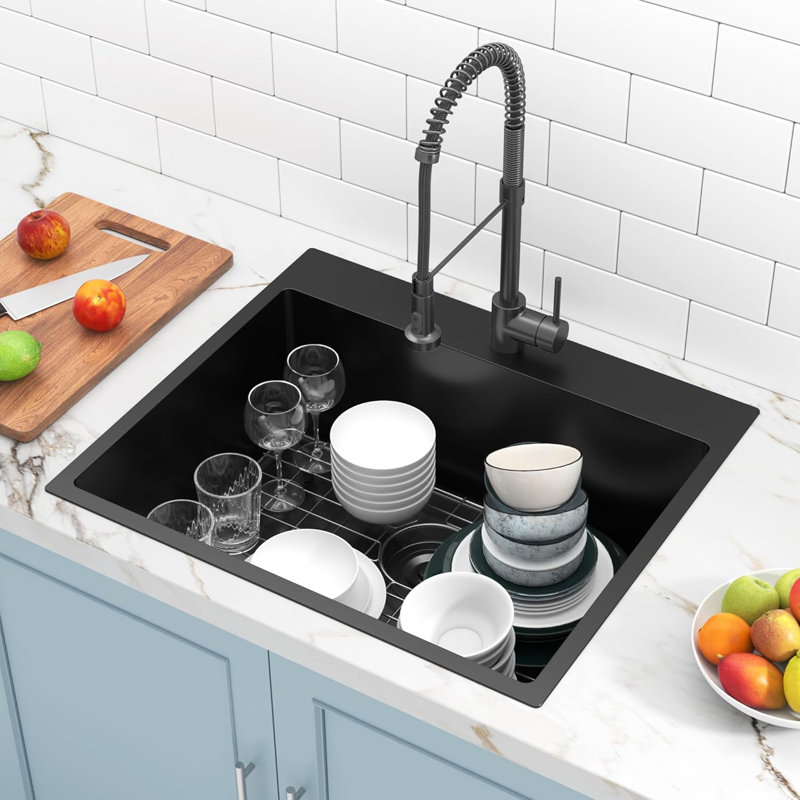 Drop In 18 Gauge Single Bowl T304 Stainless Steel Kitchen Sink