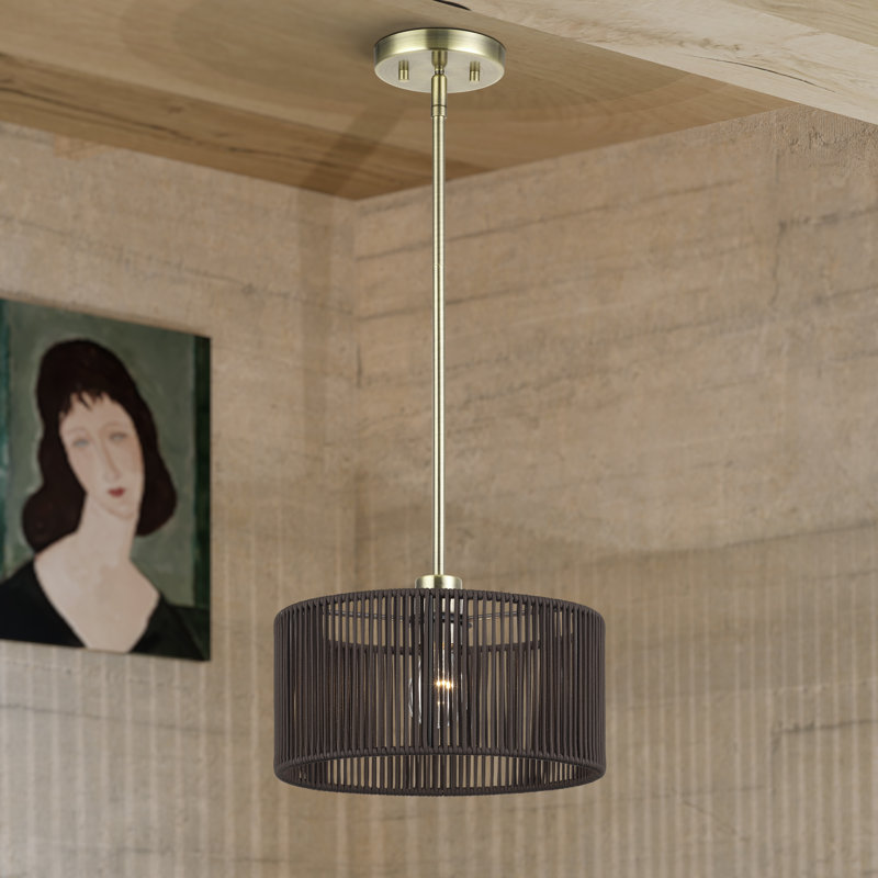 Acordia Antique Brass Pendant, 1 Light, Antique Brass, Brown