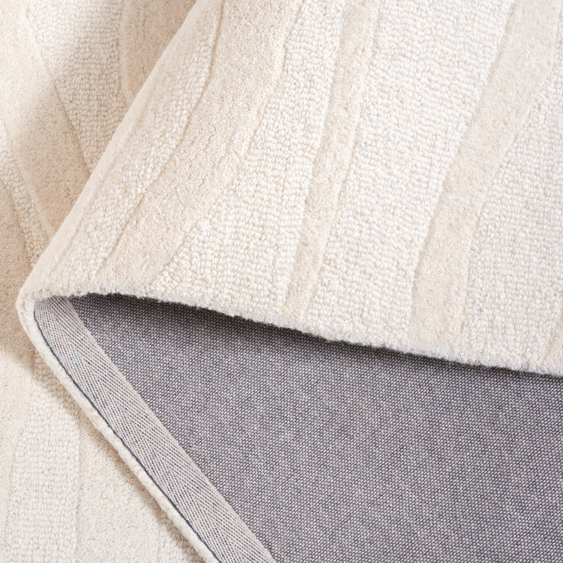 Burleson Abstract Hand Tufted Wool Area Rug in Ivory, Rectangle 5' x 8'