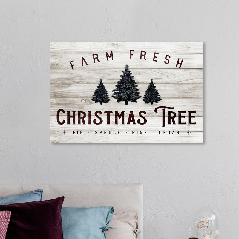 «Holiday and Seasonal Farm Fresh Christmas Tree Holiday», reproduction d'art textuel sur toile tendue