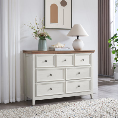 Commode moderne à 7 tiroirs, commode à tiroirs et rangement pour vêtements, armoire de rangement pour le salon, rangement pour commode de ferme BEIGE