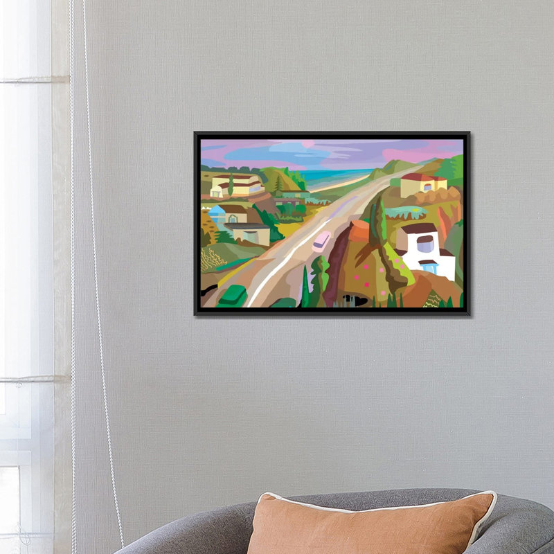 « autoroute 1 », reproduction d’impression sur toile, H 18 po x l 26 po x P 1,5 po, Toile avec cadre noir, Pas de tapis