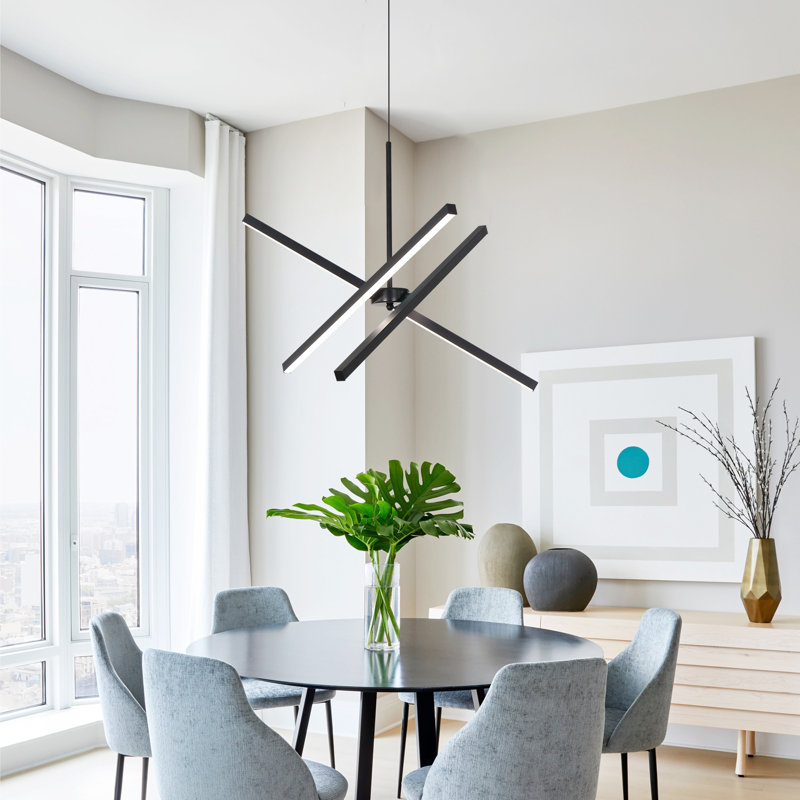 Zhangjing3 Modern Chandelier Sputnik LED Kitchen Island Dimmable, 22"H x 22"W x 22"D, Black