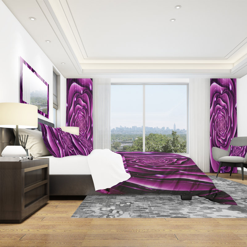 Mauve rose - ensemble de housse de couette abstrait - microfibre de polyester