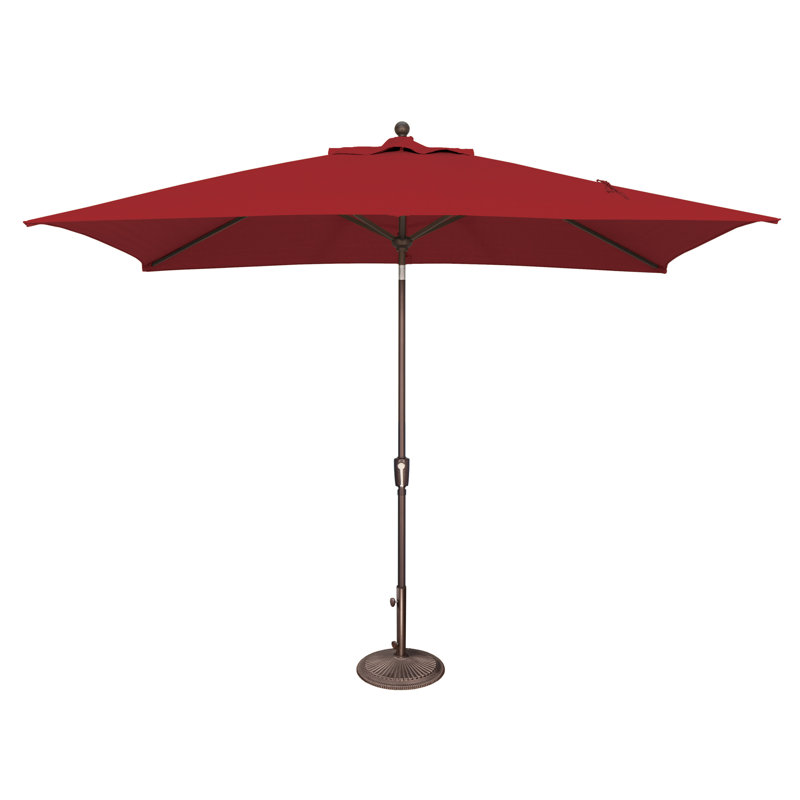 Parasol de marché rectangulaire 10 pi x 6,5 pi Launceston, Solefin vraiment rouge, Bronze