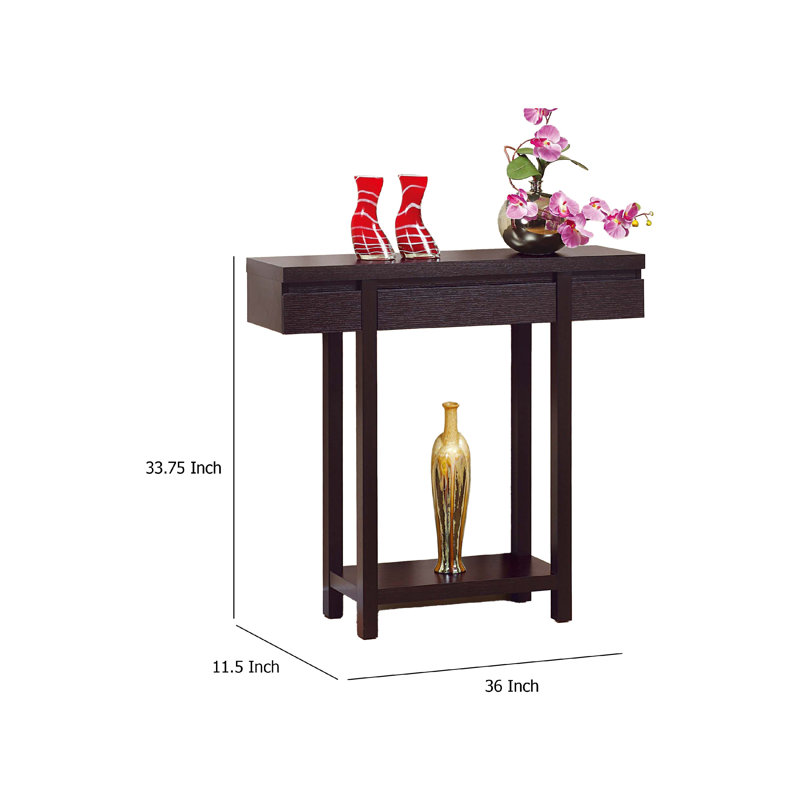 Console Table, Red Cocoa Brown, 36 Inch Hidden Storage Drawer