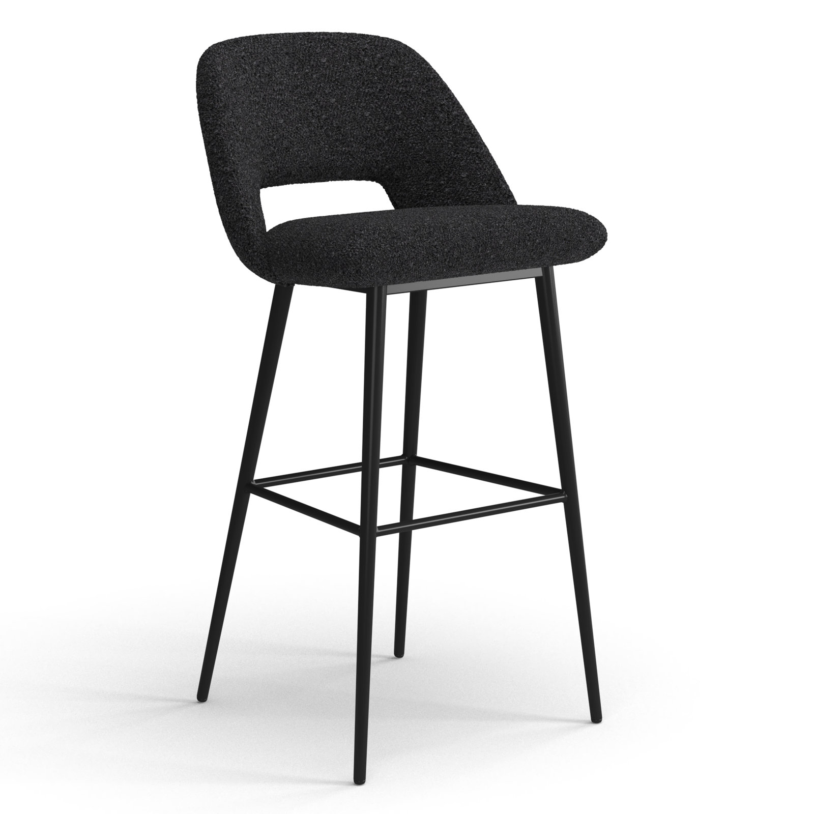 Valdez Boucle Bar & Counter Stool, Bar Stool (29” Seat Height), Black Boucle