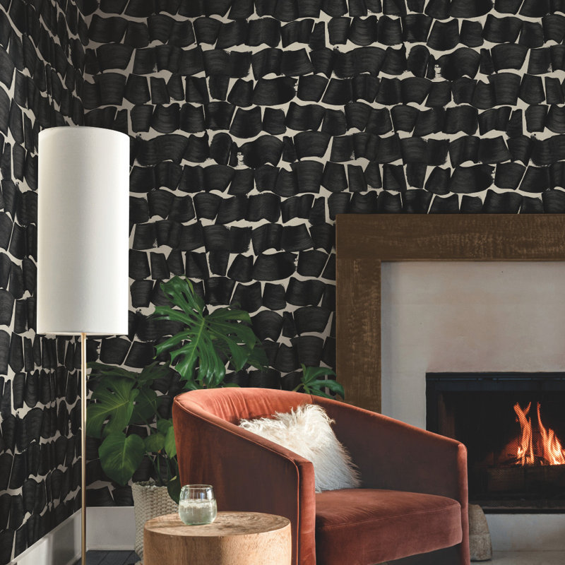 27' L x 27" W Wallpaper Roll, Black