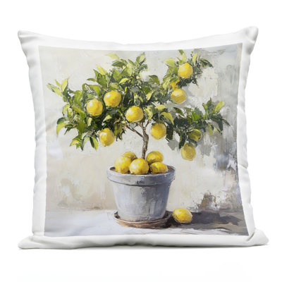 Coussin d'extérieur Falling Lemon Tree, par Tina LeCour, 18 x 7 x 18